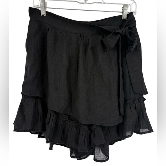 Dresses & Skirts - Black Ruffle Wrap Skort Women’s L – Layered Flowy Asymmetrical Mini Skirt Shorts